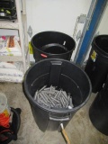 (2) TRASH CANS W/ASSORTED TRAMPOLINE MAT SPRINGS