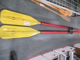 Pair red fiberglass oars