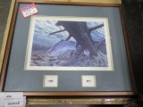 Trout Print by Vic Erickson 91, number 64/450 - w/2 flys, framed 26'' x 22''
