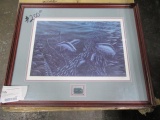 Spring Chinook by Vic Ericson 1990 - signed 57/500 w/Oregon Wild Trout Stamp, framed matted 26'' x