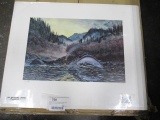 Winter Steelhead by Vic Erickson w/1989 Oregon - Trout Stamp, number 151/500 no frame signed