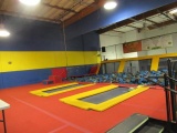 ''FOAM PIT'' 25' X 38'6'' W/(2) 6' X 12' TRAMPOLINES & CLIMBING ROPE (*BUYER RESPONSIBLE FOR