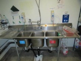 STAINLESS STEEL 26'' X 90'' 3 BASIN SINK (*BUYER IS RESPONSIBLE FOR DISCONNECT & REMOVAL)