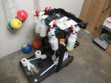 PLASTIC CART W/ASSORTED CLEANING SUPPLIES