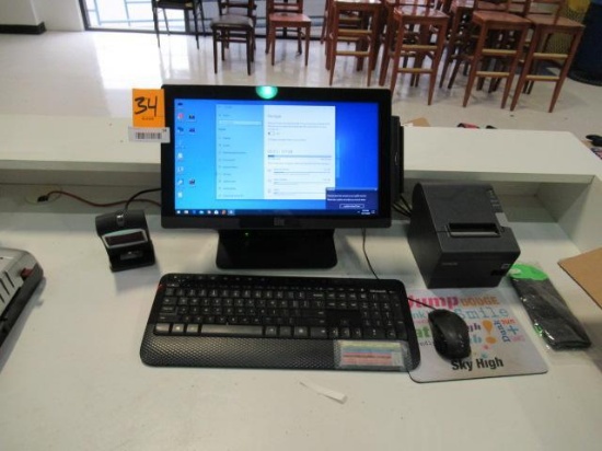 ELO TOUCH SCREEN COMPUTER W/HONEYWELL BARCODE SCANNER, EPSON RECEIPT PRINTER & CASH DRAWER