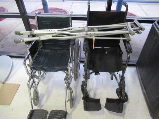 (2) WHEELCHAIRS & (2) SETS OF CRUTCHES