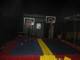 BASKETBALL TRAMPOLINES APPROX. 21'6'' X 19' W/(2) PRO DUNK BASKETBALL HOOPS(*BUYER RESPONSIBLE FOR