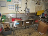 STAINLESS STEEL 24'' X 94'' 3 BASIN SINK (*BUYER RESPONSIBLE FOR DISCONNECT & REMOVAL)