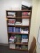 WOOD BOOKCASE W/ ASSORTED TEXT BOOKS