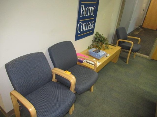 (3) UPHOLSTERED CHAIRS & TABLE