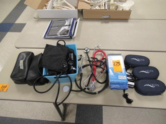 ASSORTED STETHOSCOPES & BLOOD PRESSURE MONITORS