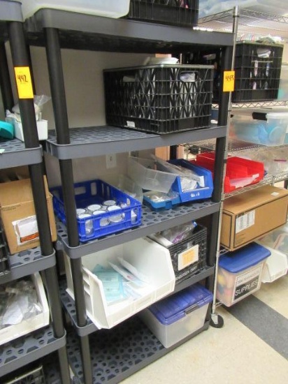 PLASTIC SHELF W/ ASSORTED MEDICAL SUPPLIES