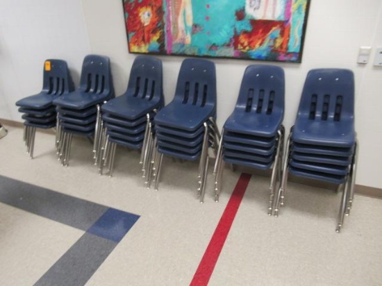 LOT OF BLUE PLASTIC CHAIRS