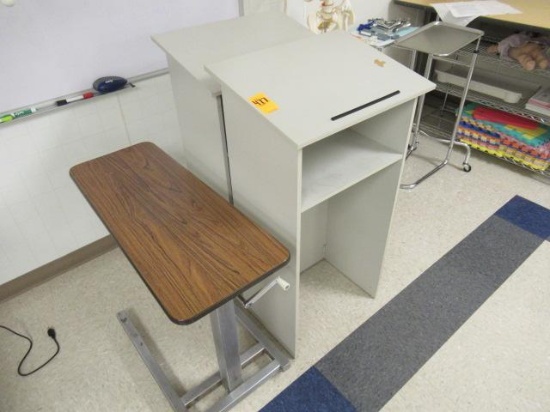 (2) PODIUMS & ADJUSTABLE STAND UP DESK