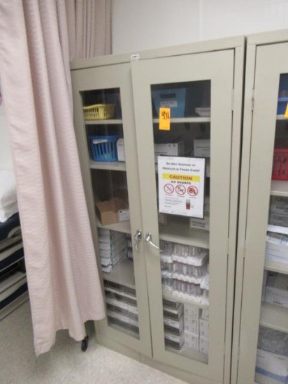 MEDICAL CABINET W/ CONTENTS - MOSTLY BLOOD TRANSFER ITEMS