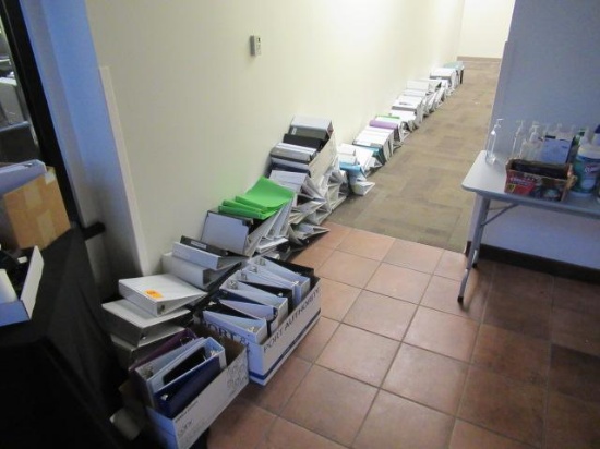LOT OF THREE RING BINDERS, MANILLA FOLDERS, LEGAL PADS, DRY ERASE BOARDS & ASSORTED OFFICE SUPPLIES