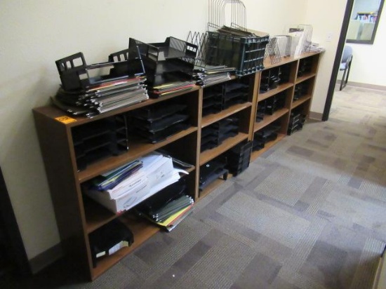 (4) BOOK SHELVES & ASSORTED FILE ORGANIZERS