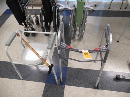 WALKER, CANE & PORTABLE TOILET