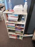 WOOD BOOKCASE W/ ASSORTED TEXT BOOKS