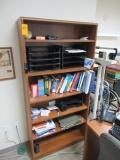 WOOD BOOKCASE W/ CONTENTS