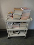 PLASTIC CART W/ASSORTED TEXT BOOKS