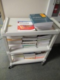 PLASTIC CART W/ASSORTED TEXT BOOKS