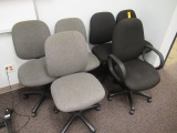 (3) BLACK ROLLING CHAIRS & (3) GREY ROLLING CHAIRS