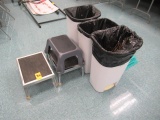 (3) STEP STOOLS, (3) WASTE CANS & FOAM MATS