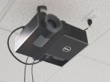 DELL 4210X PROJECTOR W/ DA-LITE 8' PROJECTOR SCREEN (BUYER RESPONSIBLE FOR TAKING DOWN - SCREEN IS