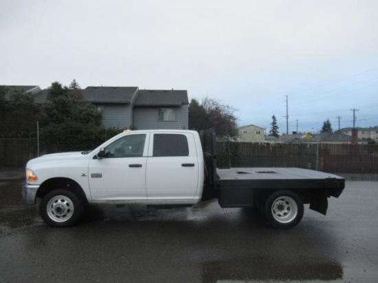 2011 DODGE RAM 3500 4X4 CREW CAB FLATBED TRUCK