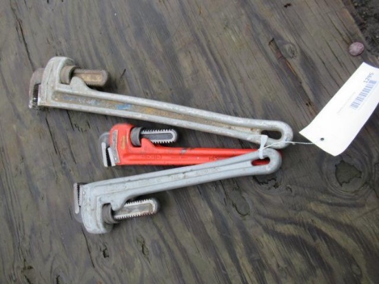 (1) 24'' ALUMINUM PIPE WRENCH, (1) 18'' ALUMINUM PIPE WRENCH, & (1) 14'' HEAVY DUTY PIPE WRENCH