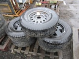 (4) PATHFINDER SPORT 235/75R15 TIRES ON 5 LUG WHEELS & GOODYEAR 235/75R15 TIRES ON 5 LUG WHEEL