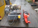 AIR MATE ELECTRIC AIR COMPRESSOR AND BATTERY POWERED BLACK & DECKER HEDGE TRIMMER (NO BATTERY)