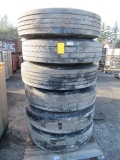 LOT OF (6) 12R/22.5 TRUCK TIRES & WHEELS
