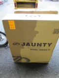 JAUNTY FOLDING BICYCLE, CARBON FIBER, BELT DRIVE, LED LIGHT, DISC BRAKES, CHARCOAL COLOR NEW IN BOX