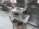 30'' X 12'' ROLLING STAINLESS STEEL PREP TABLE W/WARING FRYER