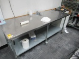 30'' X 84'' ROLLING STAINLESS STEEL PREP TABLE