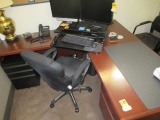 DESK, FILE CABINET & (3) CHAIRS