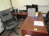 DESK, FILE CABINET & (3) CHAIRS