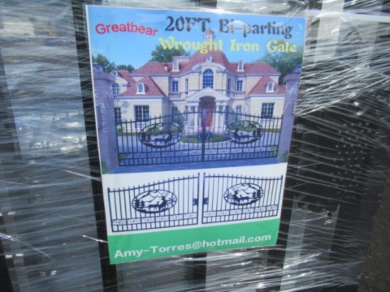 2021 GREATBEAR 20' BI-PARTING WROUGHT IRON GATE W/ DEAR ARTWORK (UNUSED)