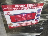 2021 STEELMAN WORKBENCH W/ (15) DRAWERS, & (2) STORAGE CABINETS, W/ ANTI SLIP MATS (UNUSED) (RED IN