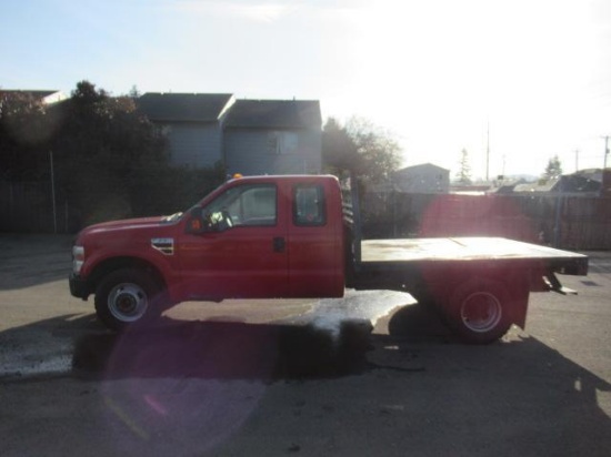 2008 FORD F350 XL SUPER DUTY EXTENDED CAB FLATBED UTILITY TRUCK