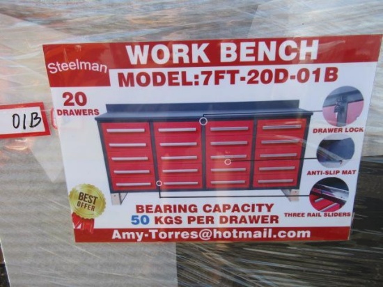 2021 STEELMAN 7' WORKBENCH W/ 20 DRAWERS & ANTI SLIP MATS