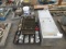 PALLET W/ ASSORTED WRENCHES, SOCKETS, NAILS, SCREWS, TOOL TRAYS & METAL CABINET