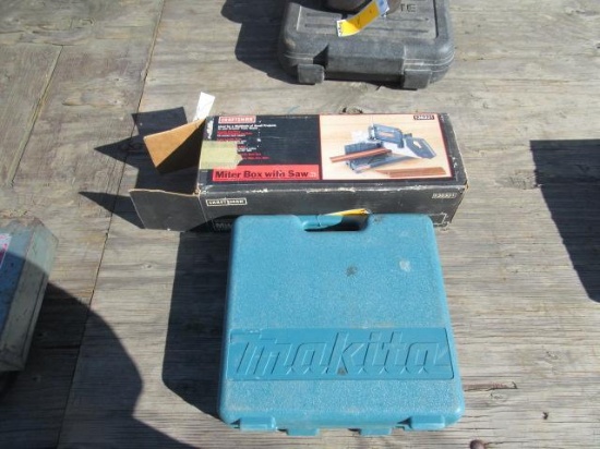 MIKITA DRILL W/ 2 BATTERIES, NO CHARGER, & CRAFTSMAN MITTER BOX W/ SAW