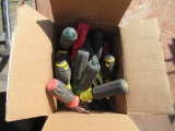 ASSORTED SCREW DRIVERS & DEWALT LASER 2