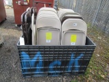 PLASTIC CRATE W/ FOLDING METAL CHAIRS