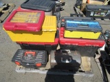 PALLET OF ASSORTED TOOL BOXES FILED W/ HAND TOOLS