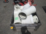 CRATE FILLED W/ LARGE PVC PIPE SPLITTERS