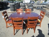 66'' X 42 1/2'' DINING TABLE W/ 6 CHAIRS, MISSING MIDDLE LEAF, TABLE SITS ON LEGS AND IS NOT